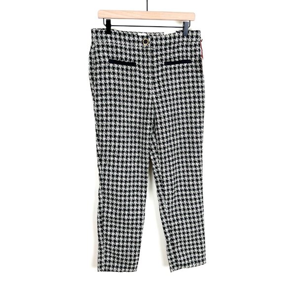 New Autres Filles Tweed Houndstooth Knit High Rise Skinny Trouser Pants Preppy - Picture 1 of 9